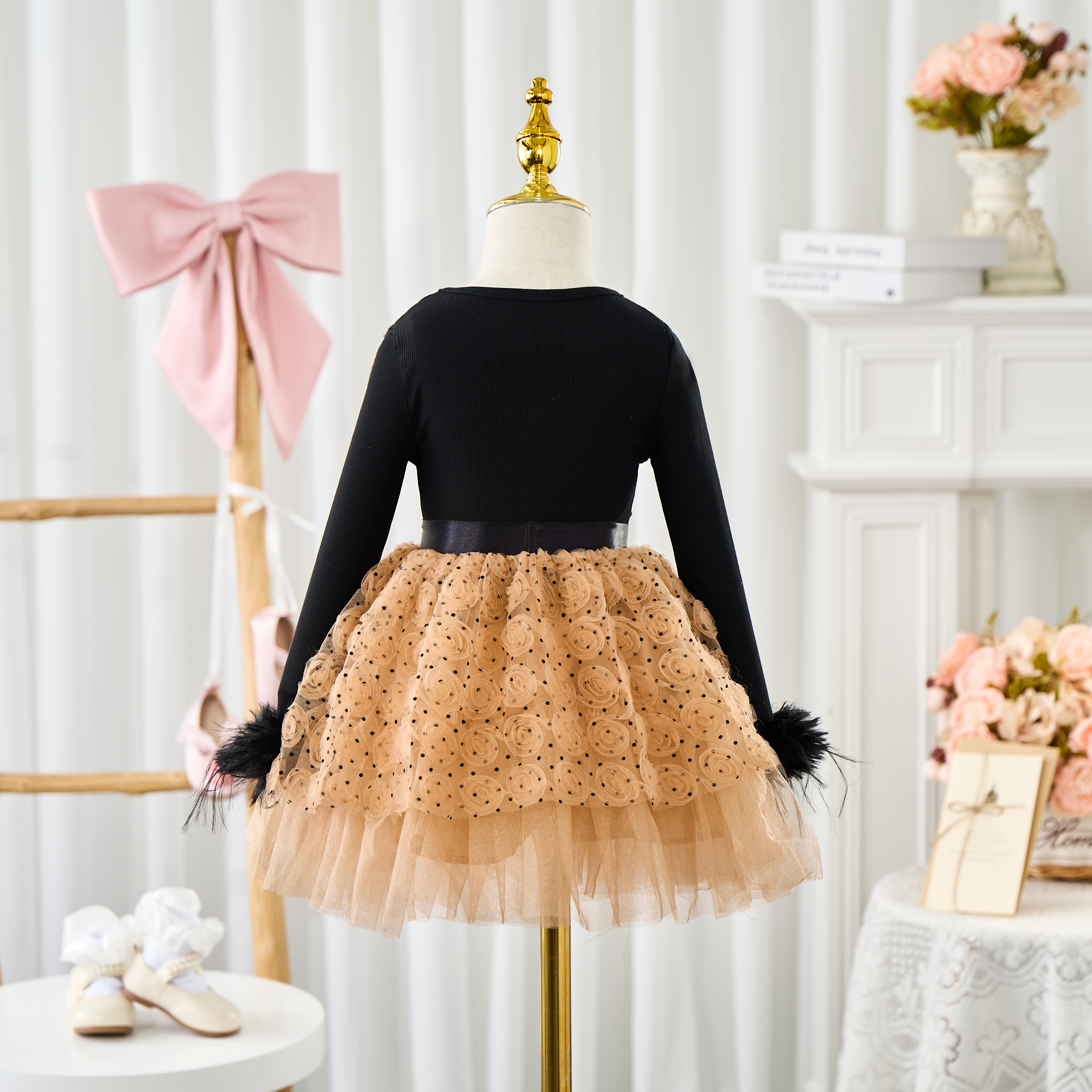 Knitted Feather-trimmed Long Sleeve Midi Tops&skirts Set - image 6