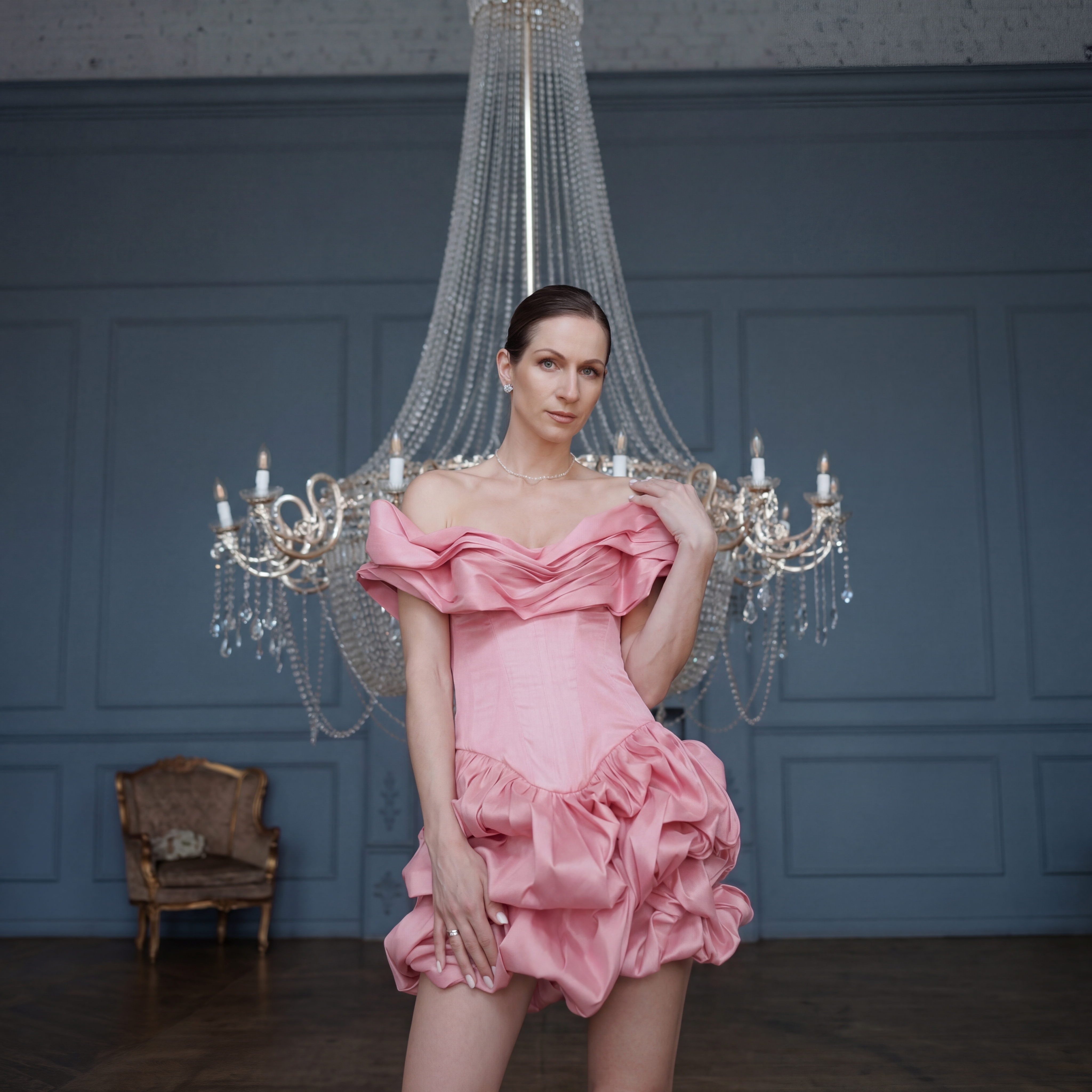 Satin Folds Sleeveless Short Dresses - image 2