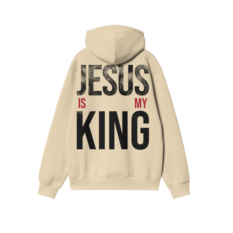 Jesus Is My King Distressed Print Hoodie - Apricot - US16-18(2XL) - image 4