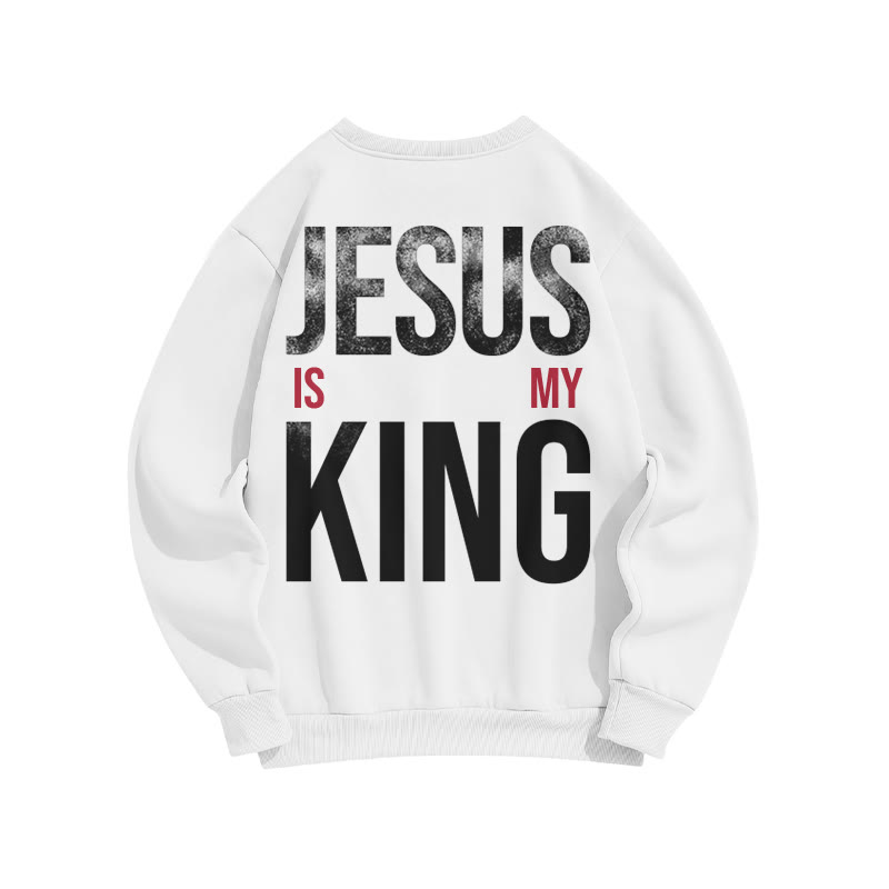 Jesus Is My King Distressed Print Sweatshirt - White - US16-18(2XL) - image 2