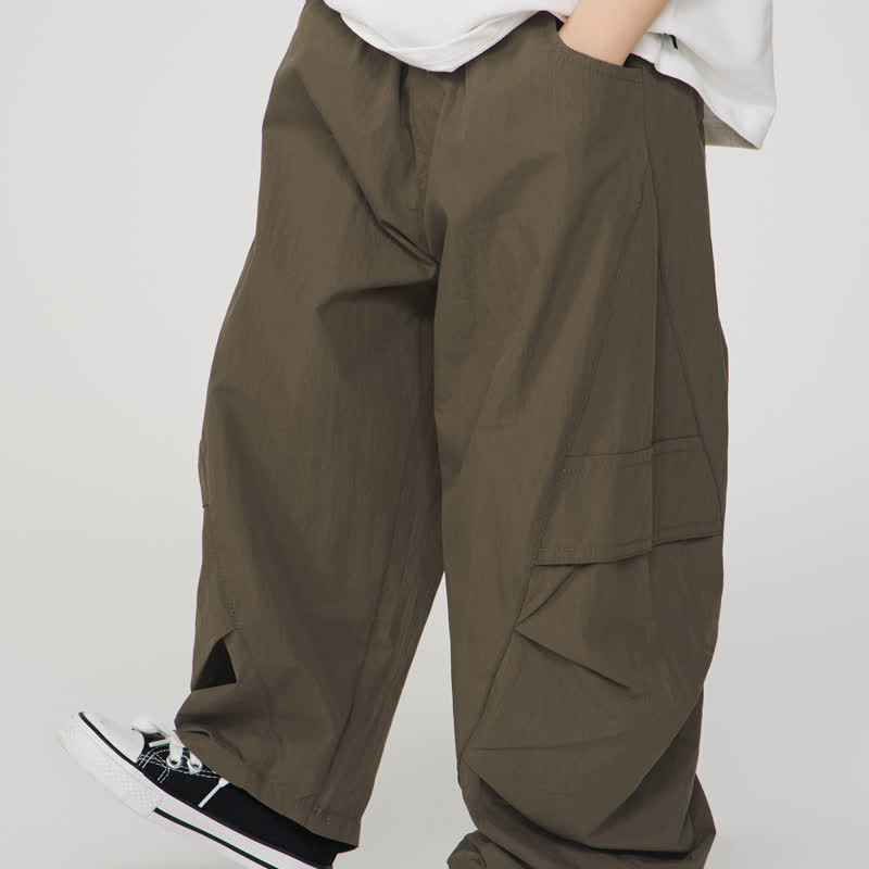 Kid Boy Plain Worker Loose Pants - Brown - 14Y - image 10