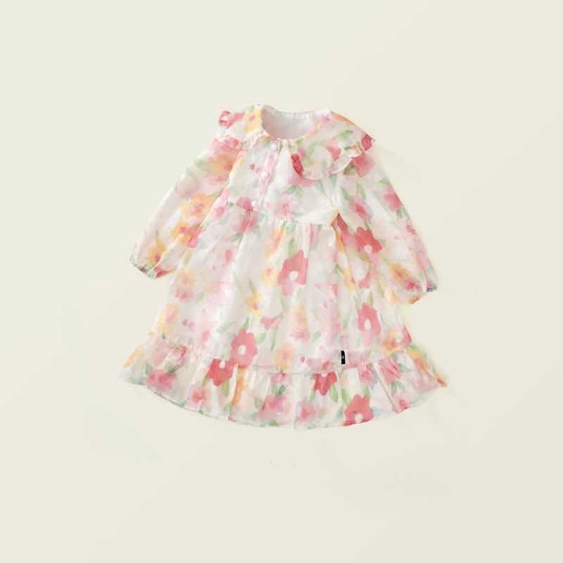 Toddler French Flower Beige Lapels Dress - image 2