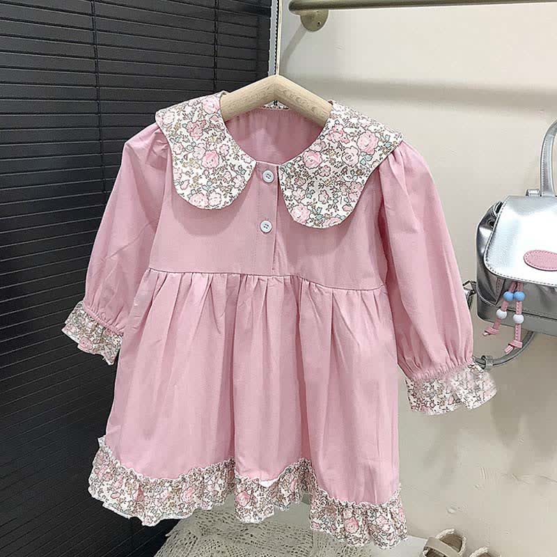 Toddler Flower Lapels Pastoral Style Dress - image 4