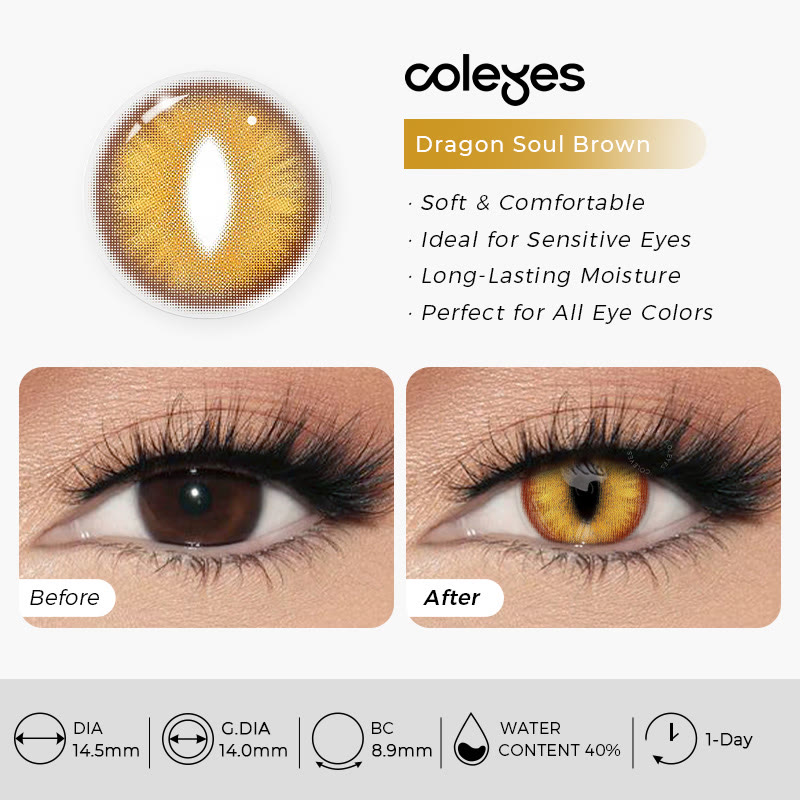 Coleyes Dragon Soul Brown Pro Axis Lock Cosplay Farbkontaktlinsen | 2er-Pack (1-Tages-Kontaktlinsen) - image 3
