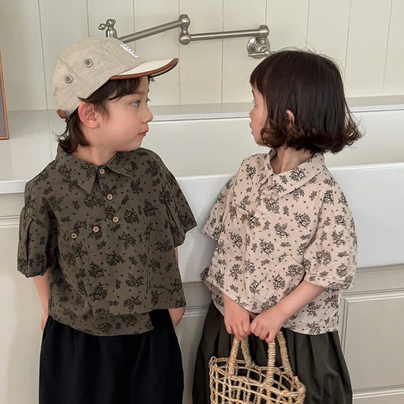 Toddler Floral Vintage Shirt - Green - 10Y - image 1