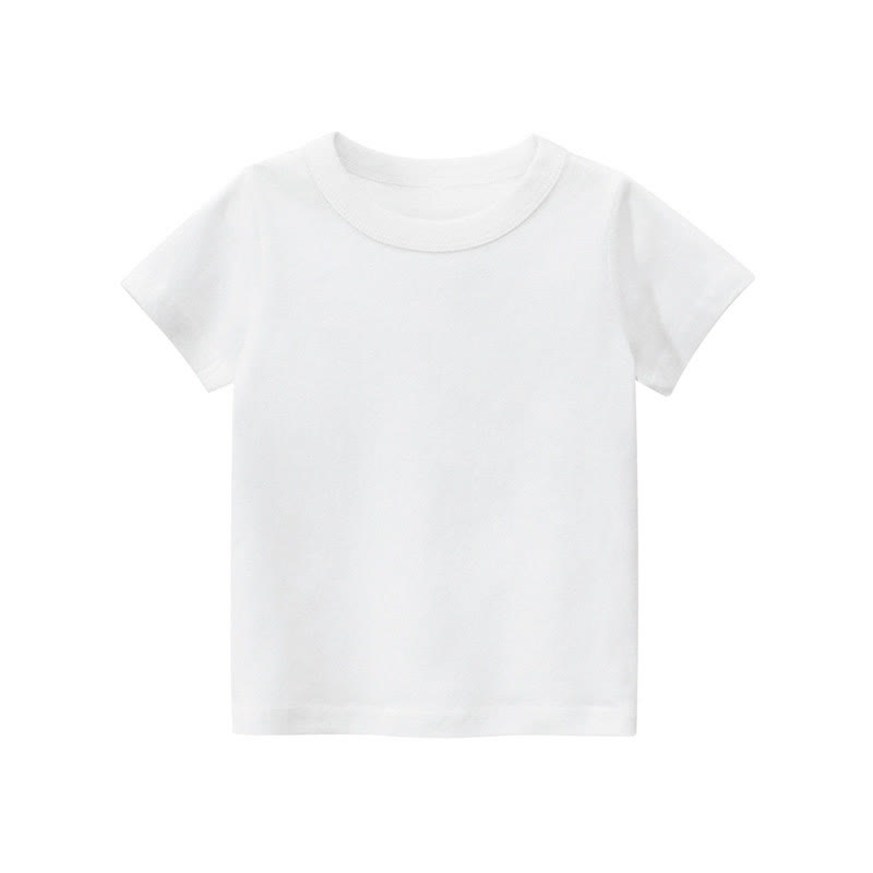 Kid Solid Color Simple T-Shirt - White - 10Y - image 7