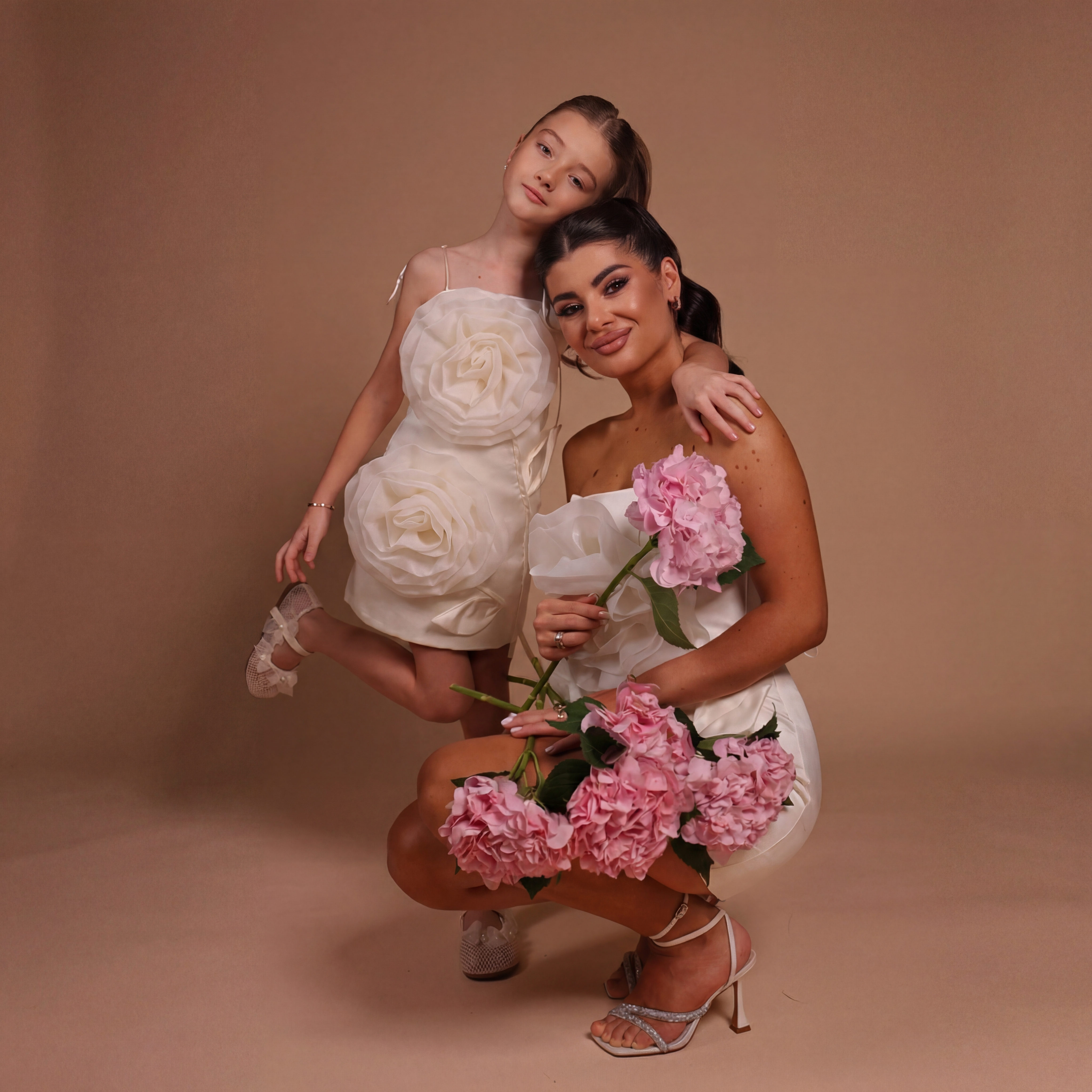 Satin Rosette Sleeveless Short Dresses - image 2