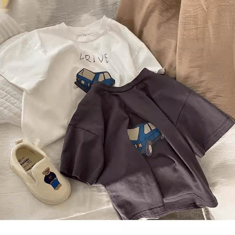 DRIVE Kid Boy Blue Cartoon Car T-Shirt - image 2