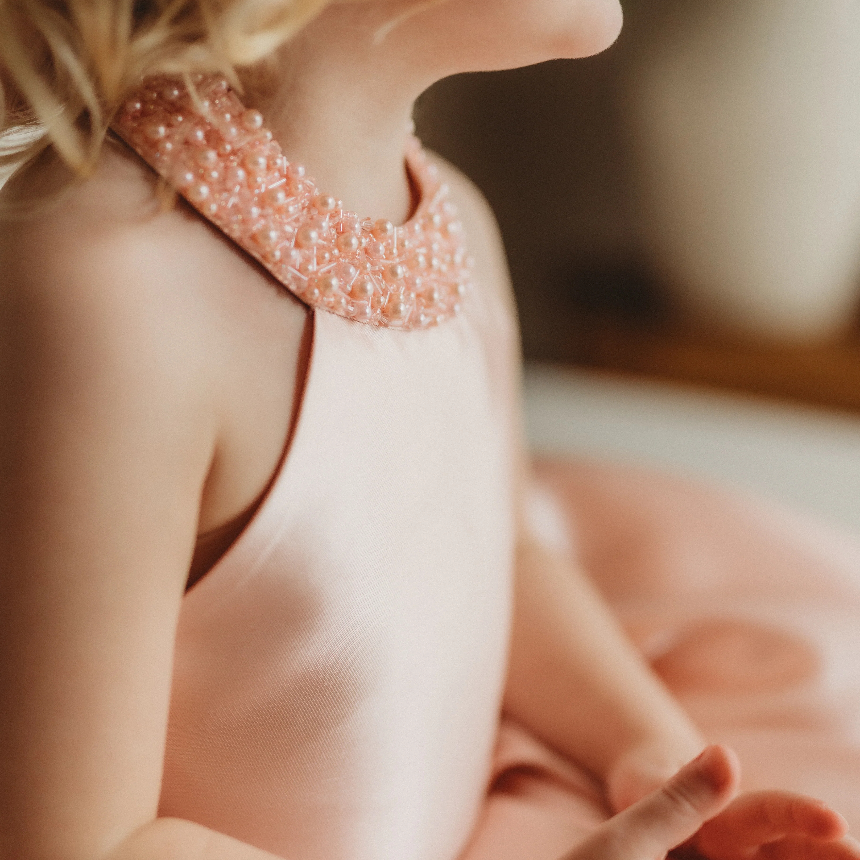 Satin Lace-up Imitation Pearls Sleeveless Maxi Dresses - image 6