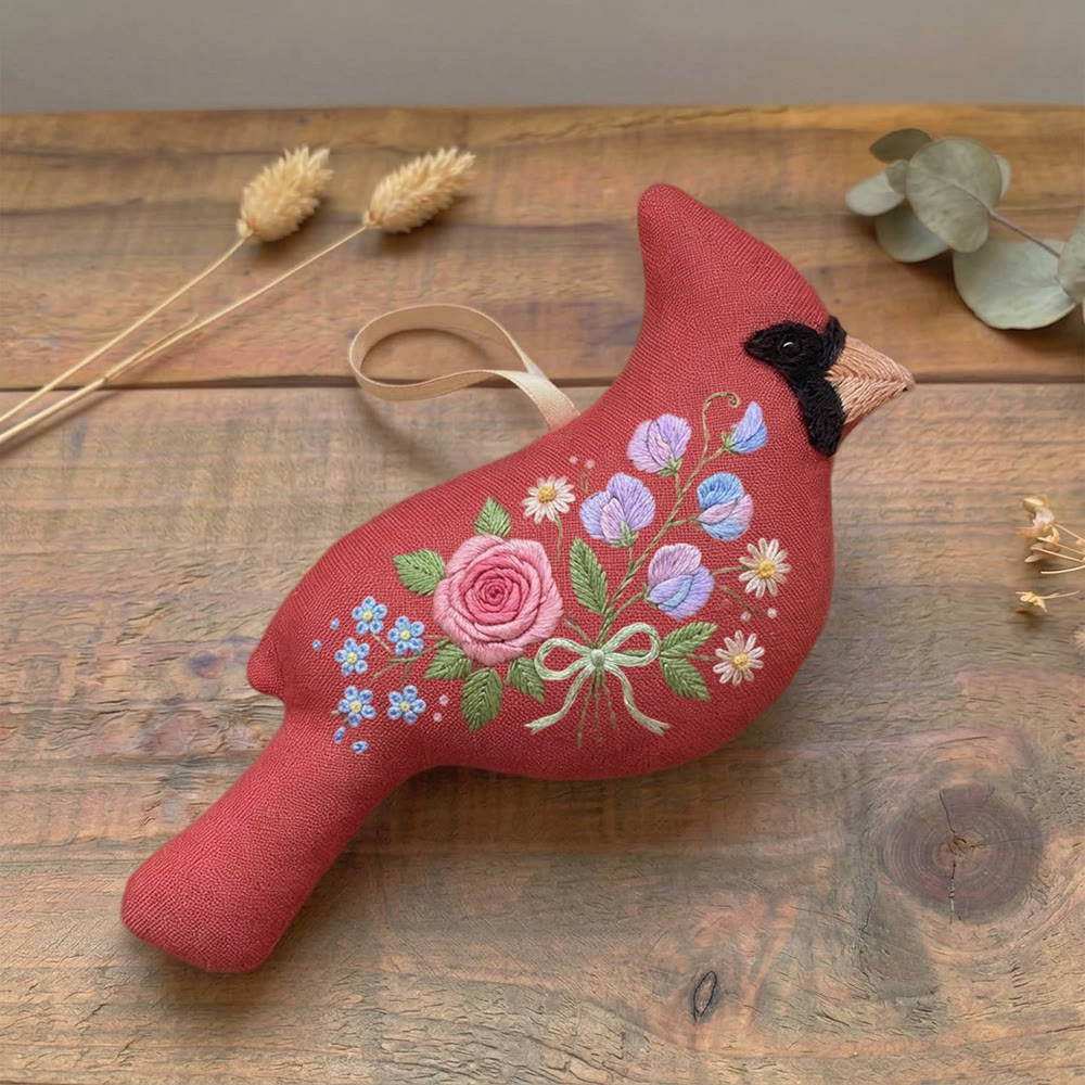 Rubbyoo Bird-shaped Embroidery Kit - Romantic flower pattern | gift for women | Boho home decor - image 4