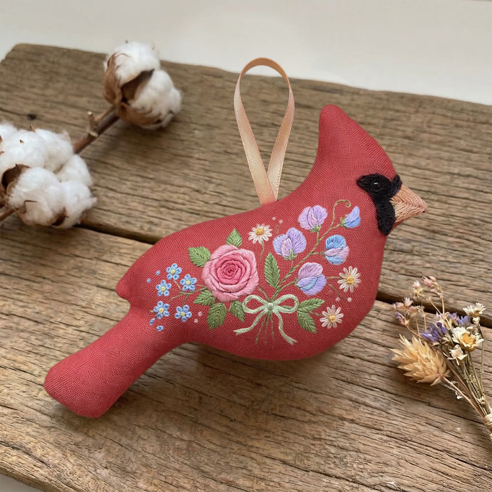 Rubbyoo Bird-shaped Embroidery Kit - Romantic flower pattern | gift for women | Boho home decor - image 7