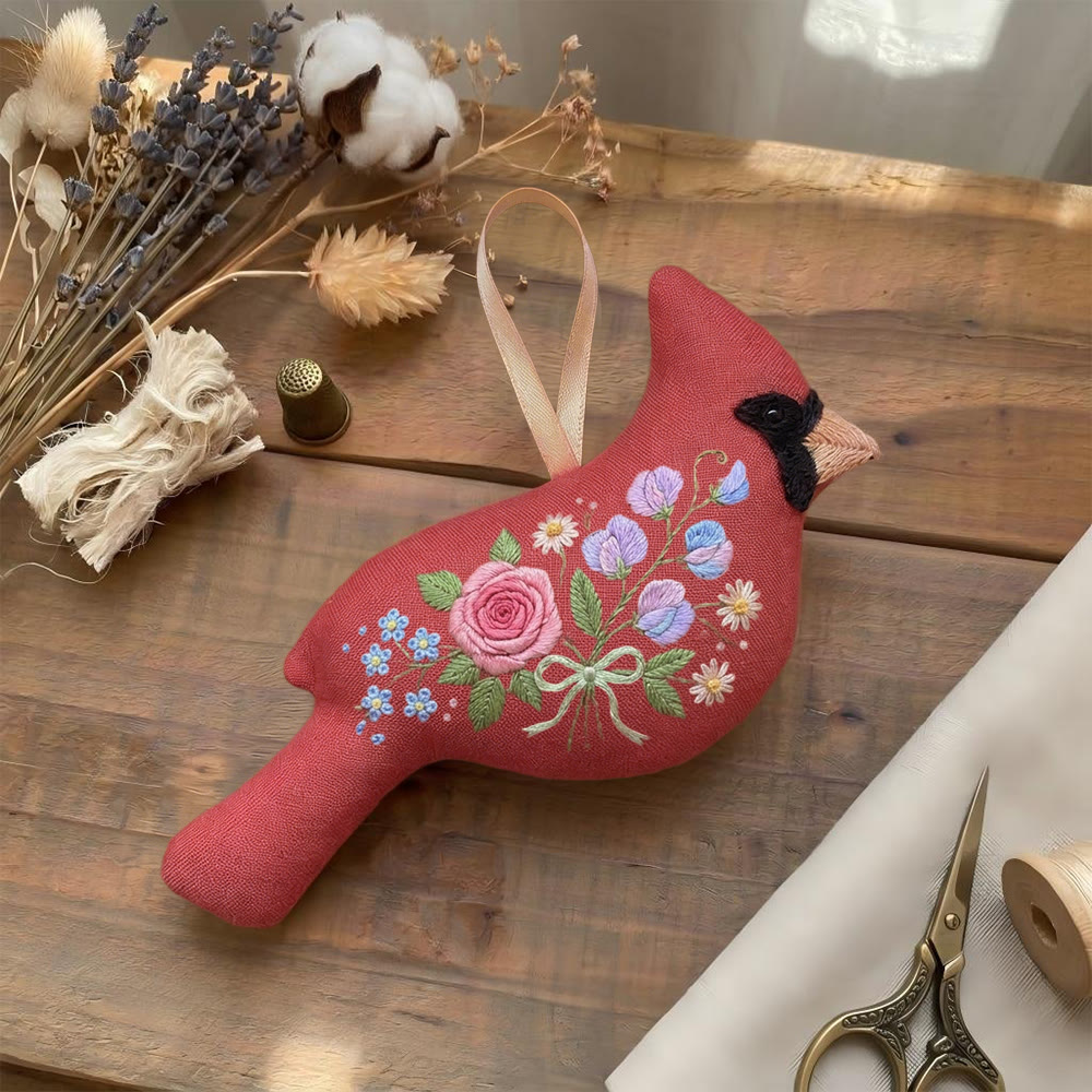 Rubbyoo Bird-shaped Embroidery Kit - Romantic flower pattern | gift for women | Boho home decor - image 5