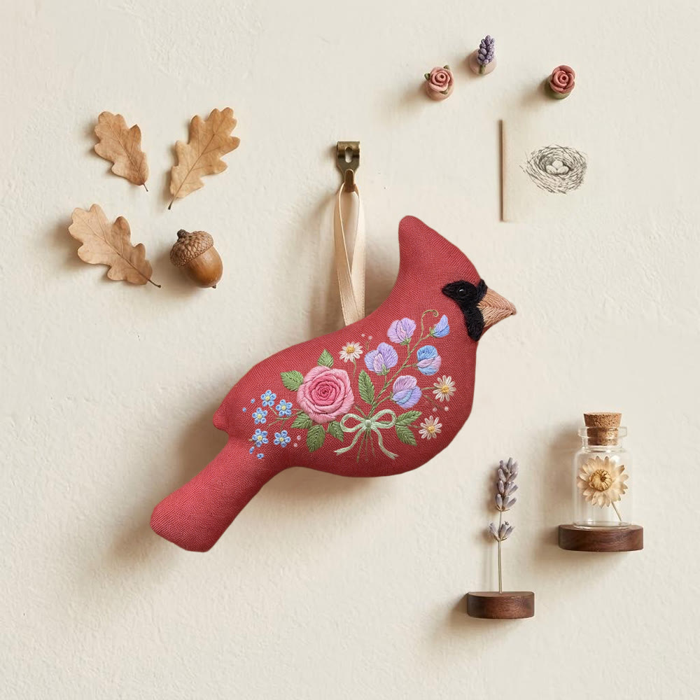 Rubbyoo Bird-shaped Embroidery Kit - Romantic flower pattern | gift for women | Boho home decor - image 3