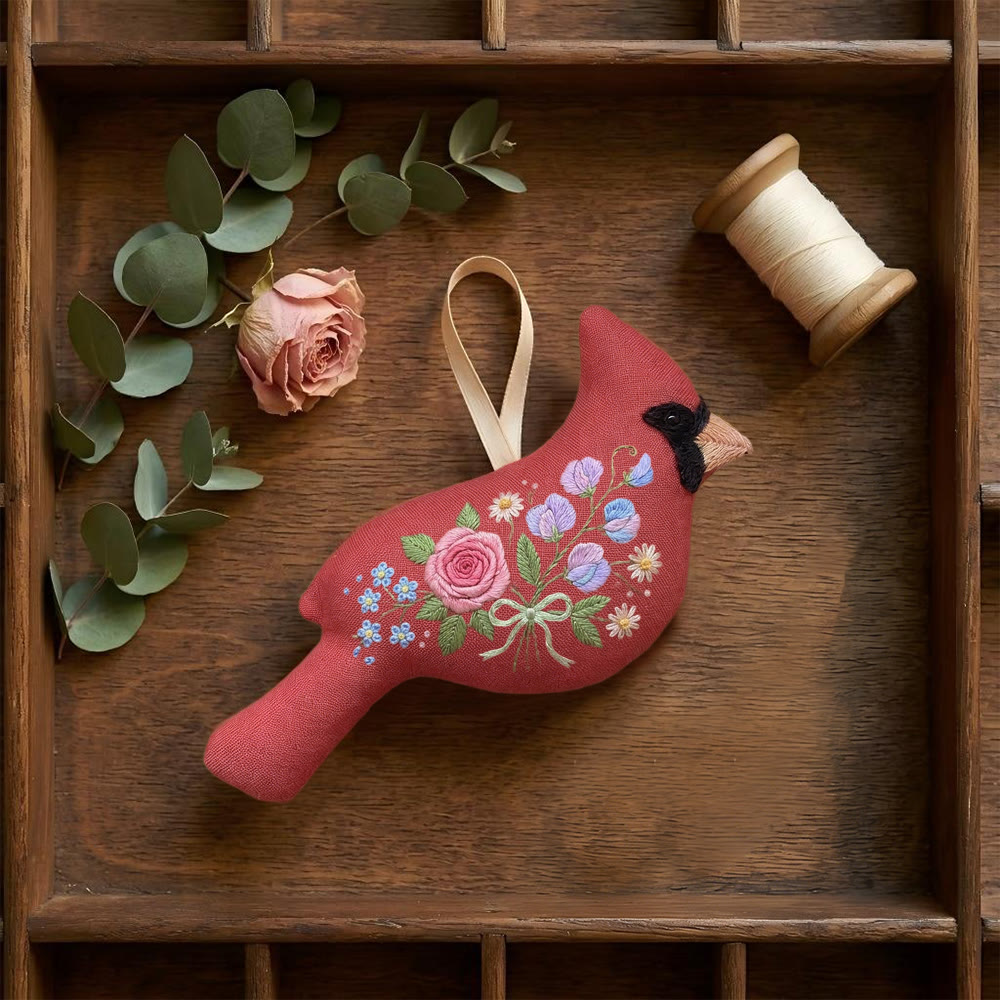 Rubbyoo Bird-shaped Embroidery Kit - Romantic flower pattern | gift for women | Boho home decor - image 6