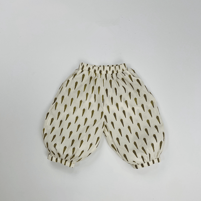 Toddler Loose Retro Pattern Design Pants - Beige - 6-7T - image 13