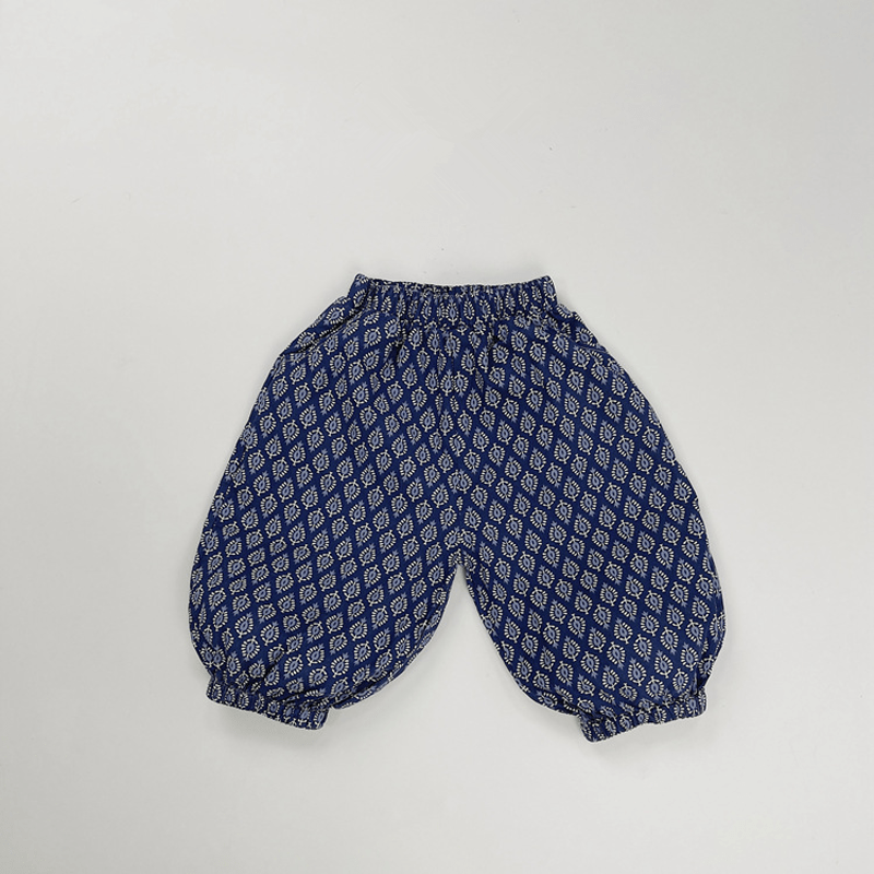 Toddler Loose Retro Pattern Design Pants - Blue - 6-7T - image 11