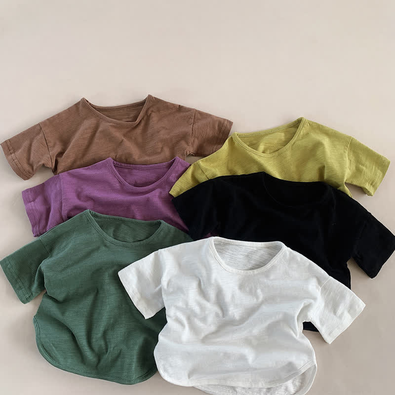 Toddler Solid Color Retro Soft T-shirt - image 1