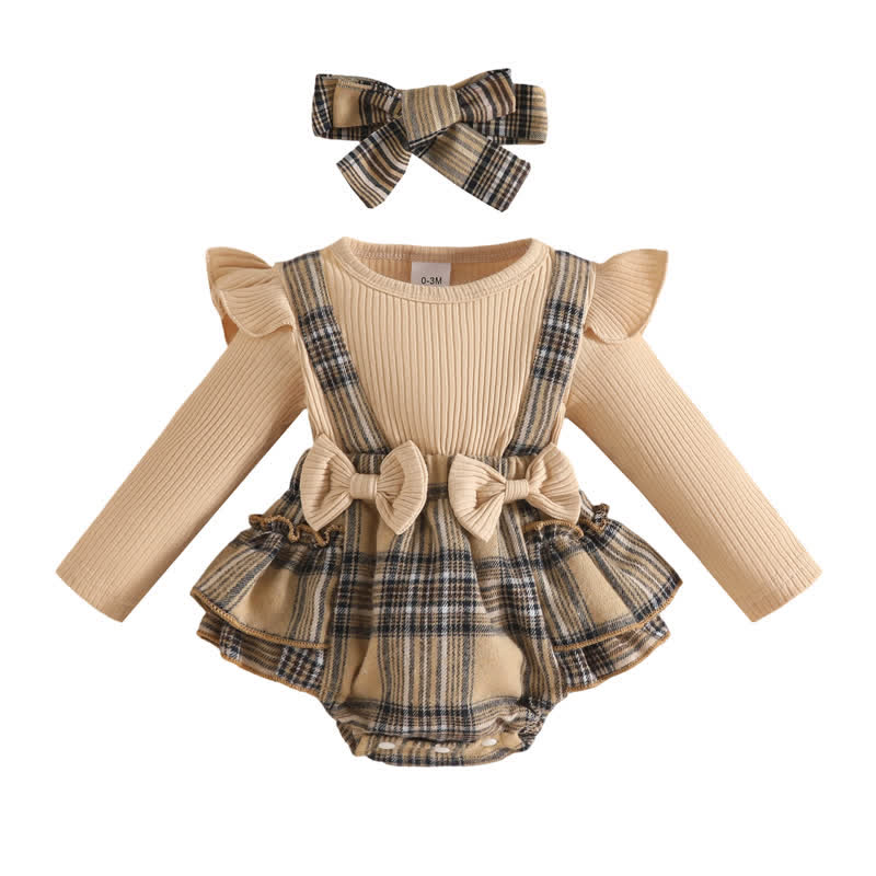 Baby Plaid Bow Bodysuit with Headband - image 8