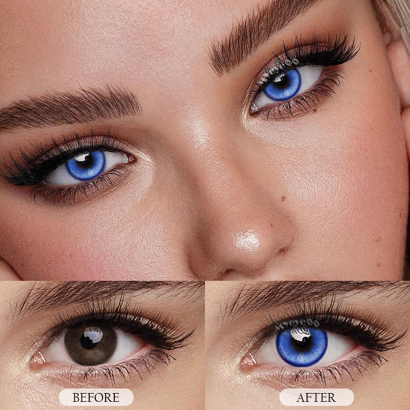 MYEYEBB Magic Coral Brilliant Blue Prescription Colored Contact Lenses - image 3
