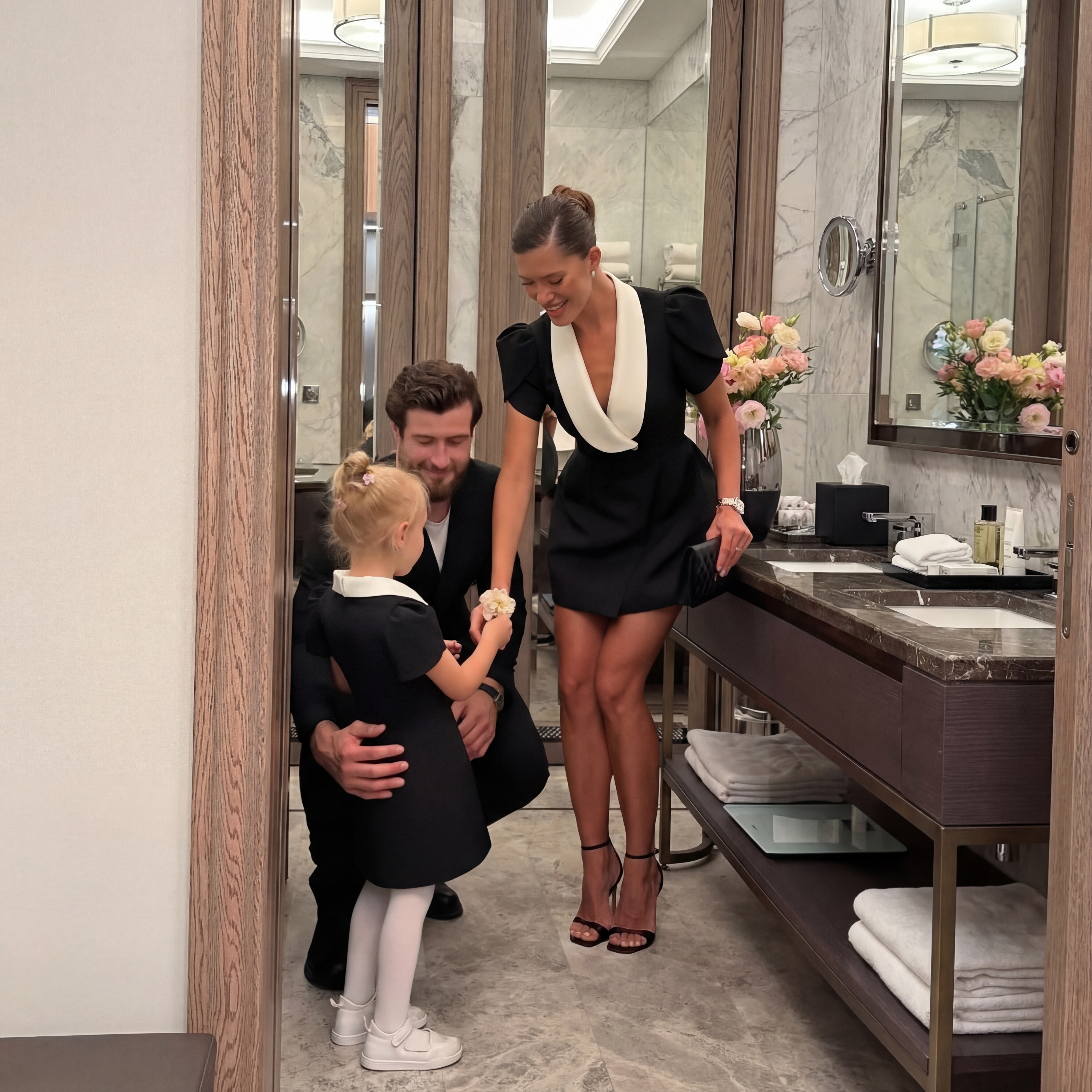 Suit Fabric Short Sleeve Short Dresses - Black - XL - image 1