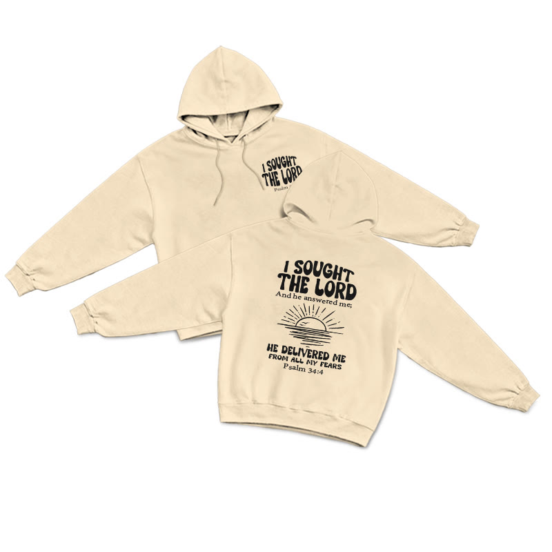I Sought The Lord And He Answered Me He Delivered Me From All My Fears Print Hoodie - Apricot - US16-18(2XL) - image 4