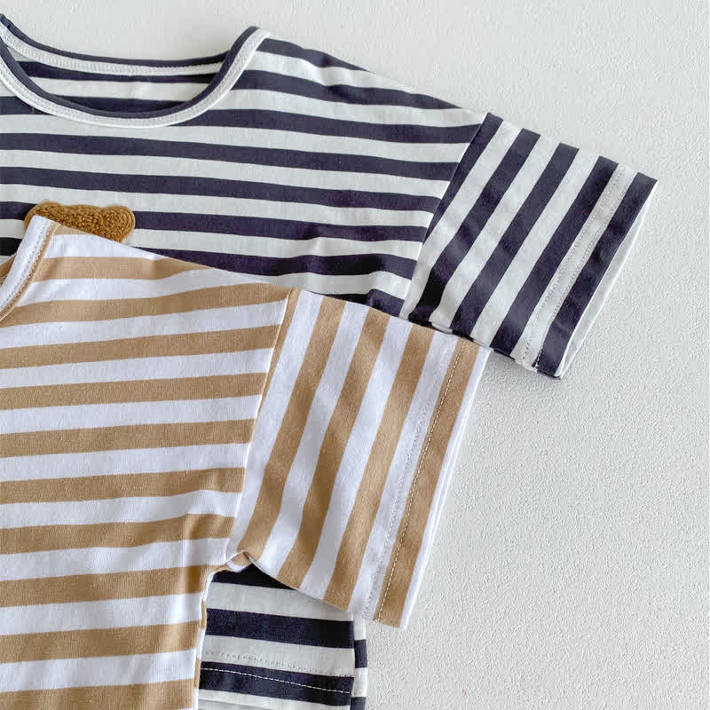 Baby Bear Patch Striped Loose T-shirt - image 2