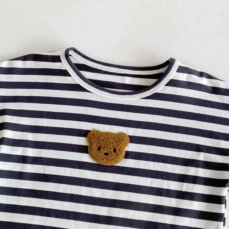 Baby Bear Patch Striped Loose T-shirt - image 7