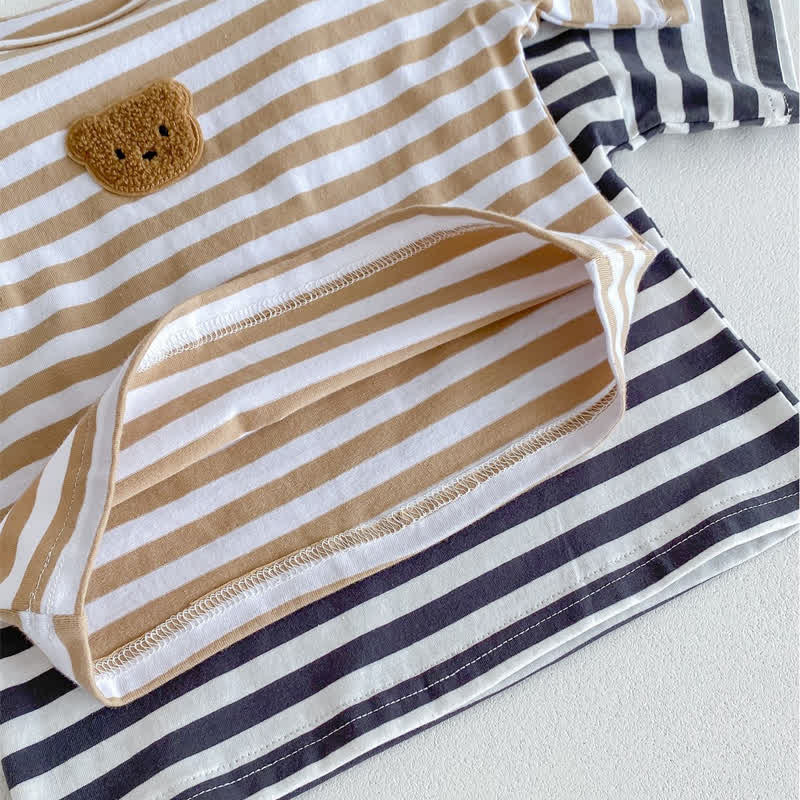 Baby Bear Patch Striped Loose T-shirt - image 3
