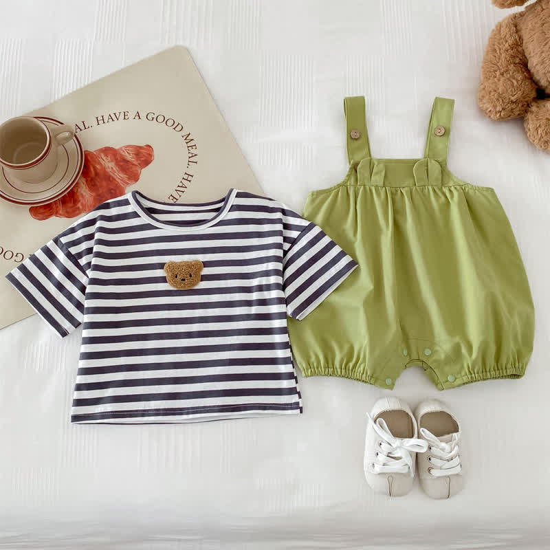 Baby Bear Patch Striped Loose T-shirt - image 4