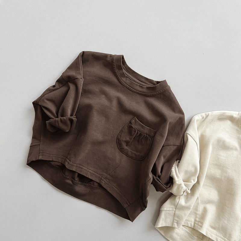 Baby Toddler Solid Color Pocket T-Shirt - Coffee - 8Y - image 3