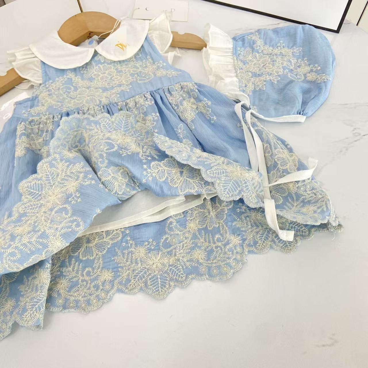 100% Cotton Embroidery Cap Sleeve Midi Dresses - image 3