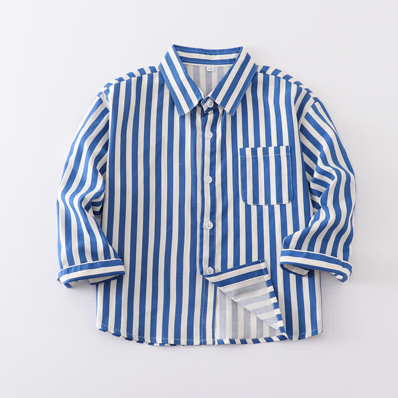 Kid Boy Vertical Striped Shirt - Blue - 10Y - image 2
