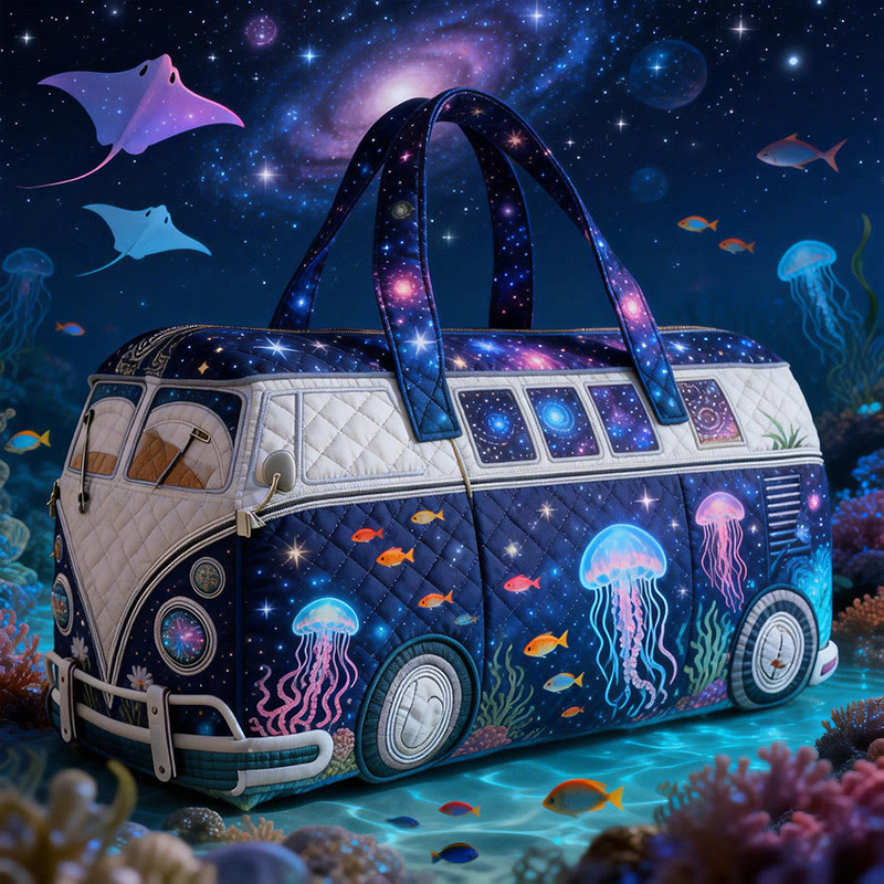 Dreamy Ocean And Starry Sky Print Quilted Duffle Bag - Multicolor - one size - image 1