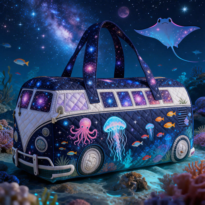 Ocean And Starry Sky Print Quilted Duffle Bag - Multicolor - one size - image 1