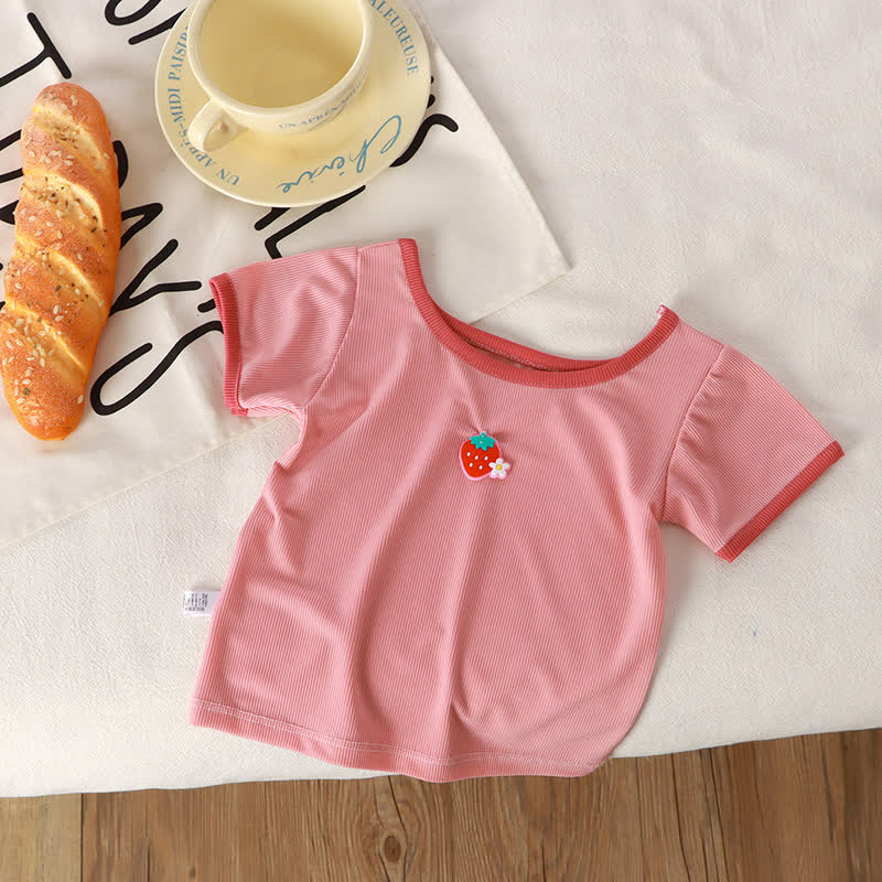 Toddler Girl Square Neck Striped T-Shirt - Red - 8Y - image 4