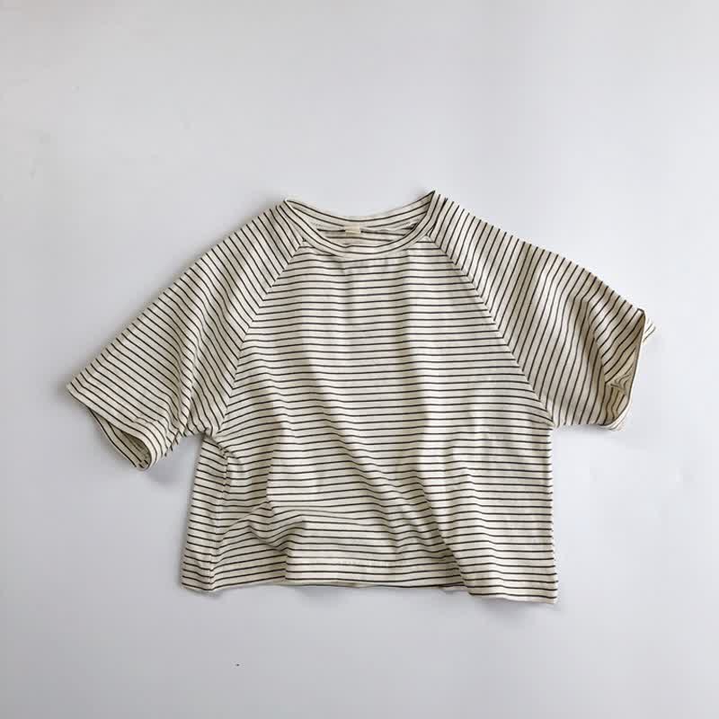 Toddler Pinstripes Half-sleeve T-Shirt - Beige - 8Y - image 10