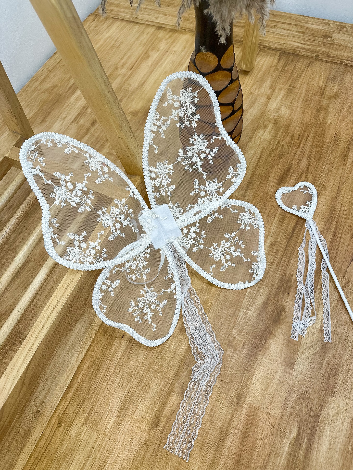 Floral With Embroidery Back Accessory - Large White Lace Oval Wings - 40*45cm - image 10