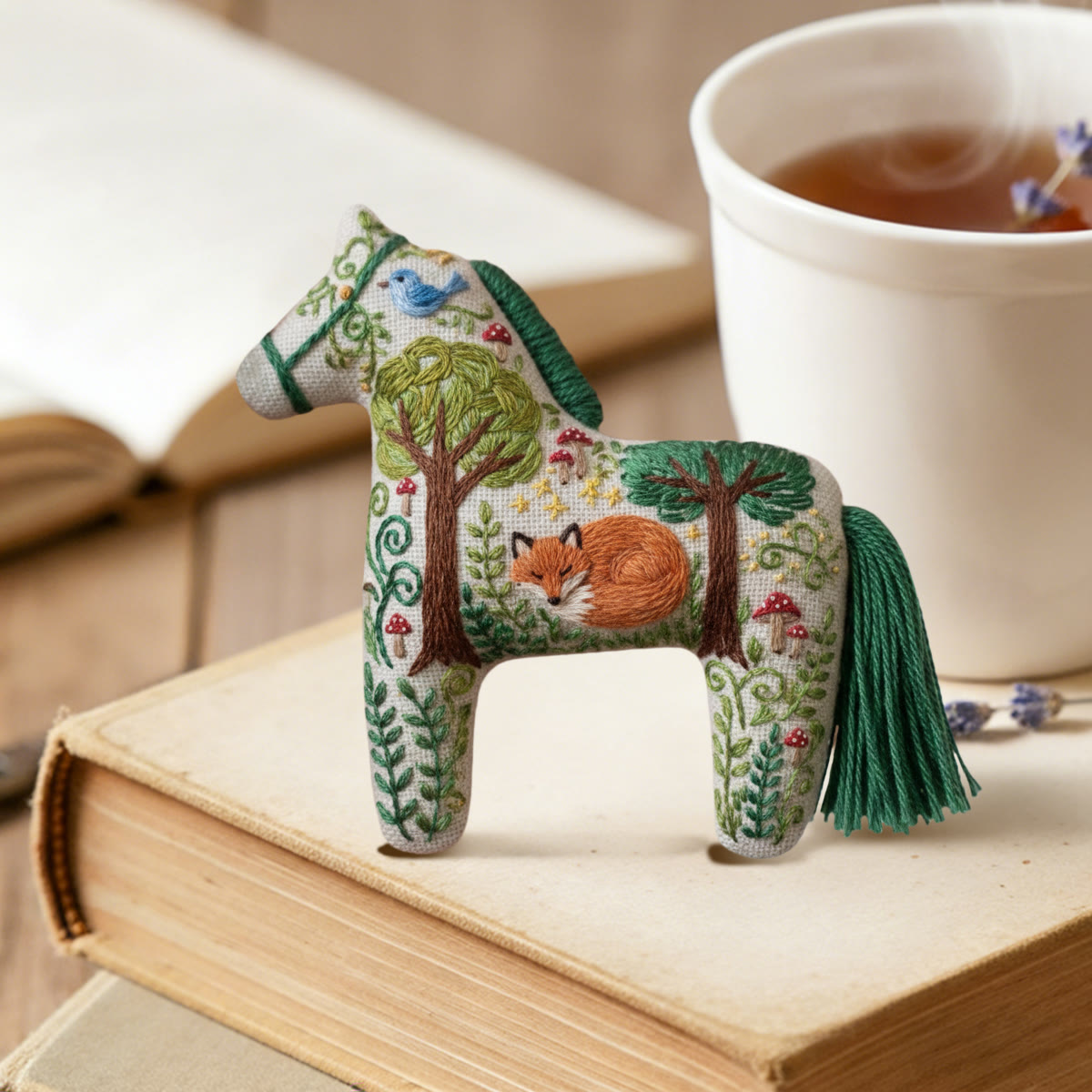 Rubbyoo Dala Horse Embroidery Kit - Bird And Fox | Nature Lover Gift | Fairy-tale Home Decor  - image 2
