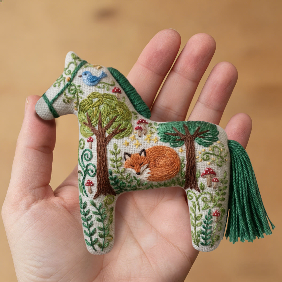 Rubbyoo Dala Horse Embroidery Kit - Bird And Fox | Nature Lover Gift | Fairy-tale Home Decor  - image 7