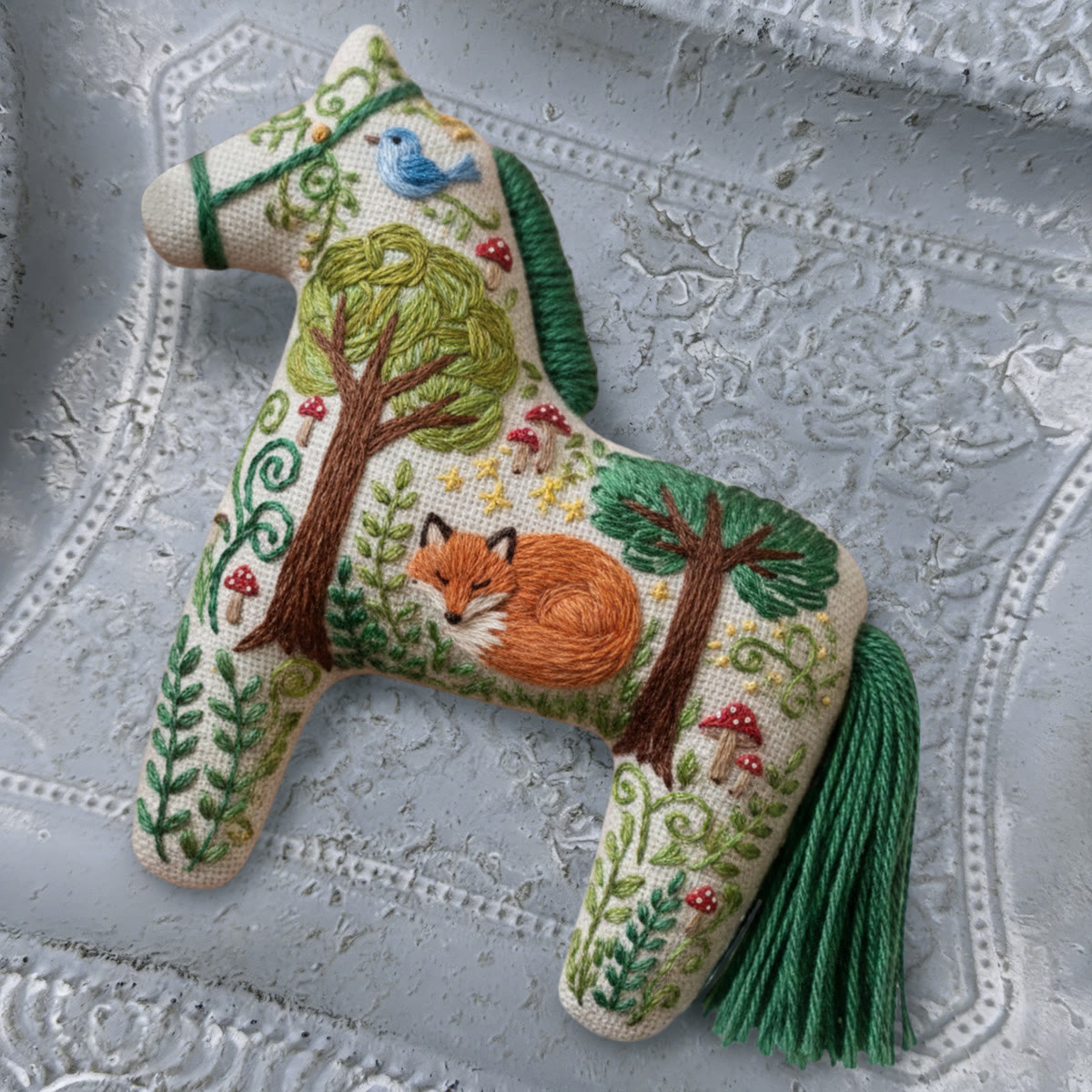 Rubbyoo Dala Horse Embroidery Kit - Bird And Fox | Nature Lover Gift | Fairy-tale Home Decor  - image 9