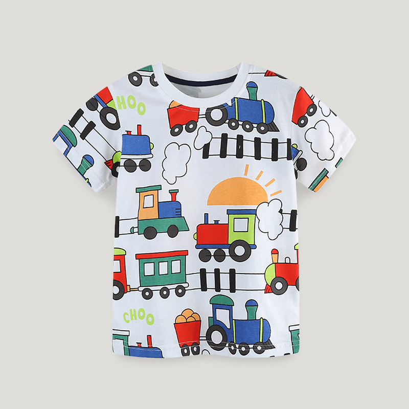 Baby Toddler Boy Cartoon Train White T-Shirt - White - 7T - image 1