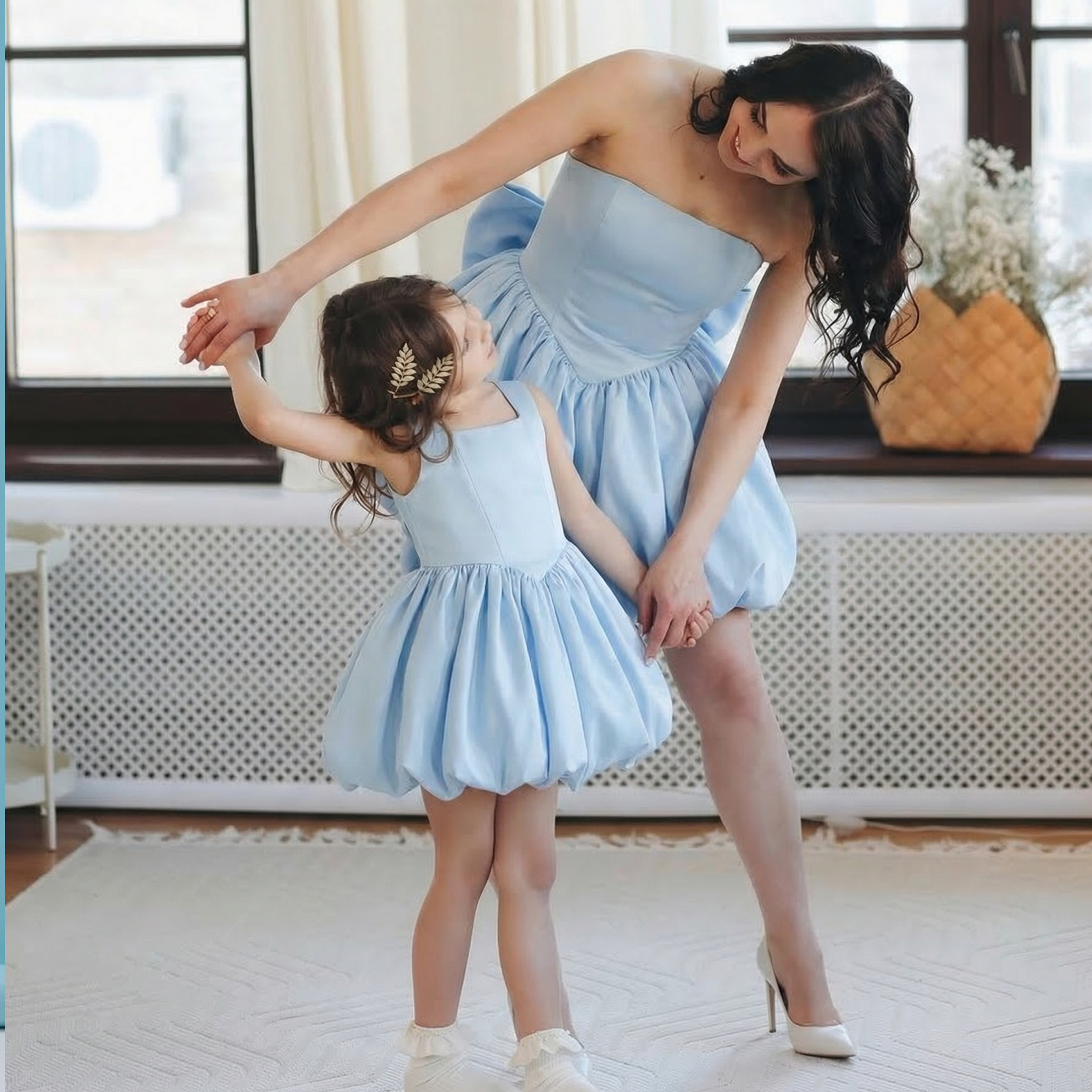 Satin Bow Sleeveless Short Dresses - Blue - L - image 21