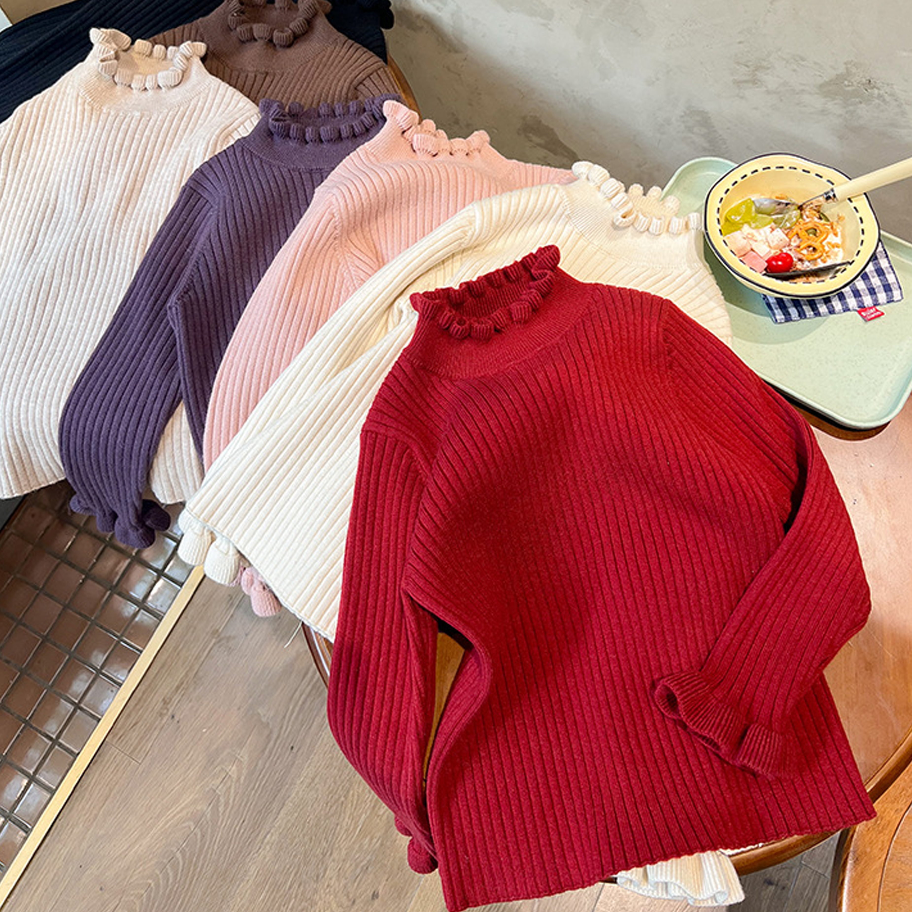 Acrylic Long Sleeve Regular Tops - image 1