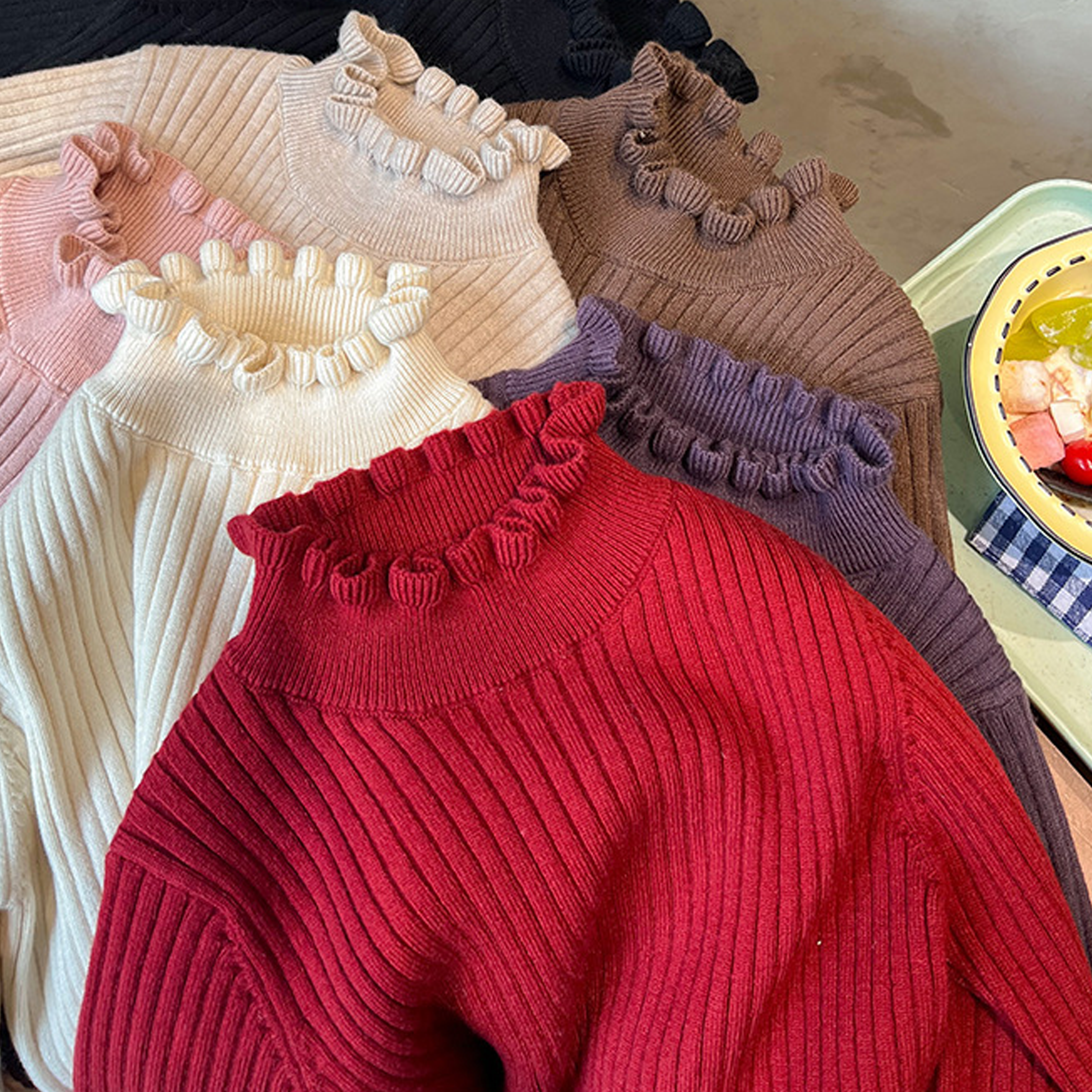 Acrylic Long Sleeve Regular Tops - image 2