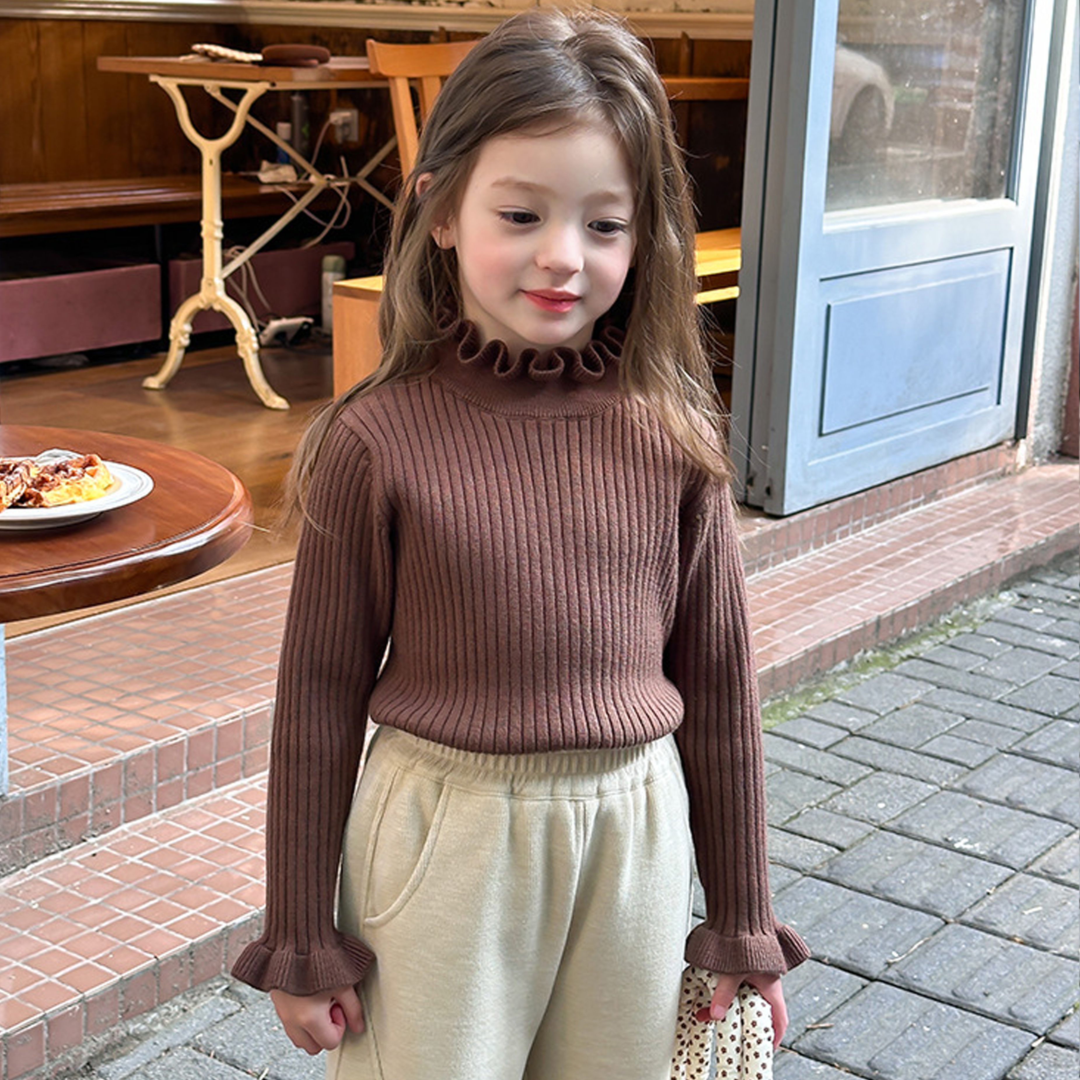 Acrylic Long Sleeve Regular Tops - Brown - 12-13Y - image 25