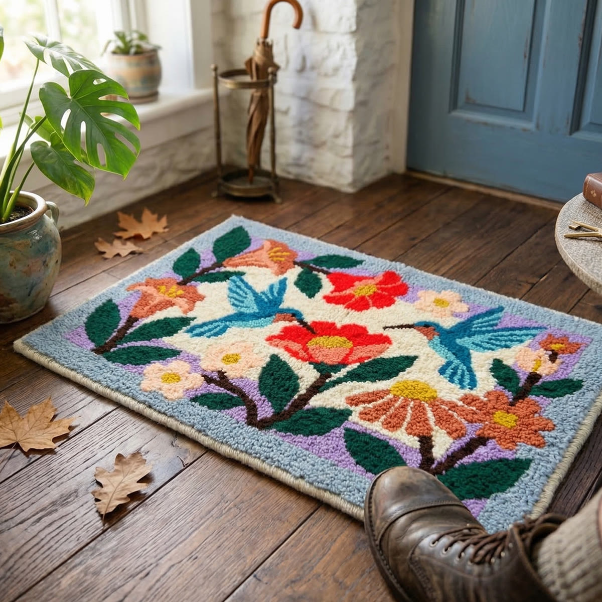 Rubbyoo Latch Hook Rug Kit - Floral Bird | Carpet For Living Room | Unique Handmade Art  - image 2