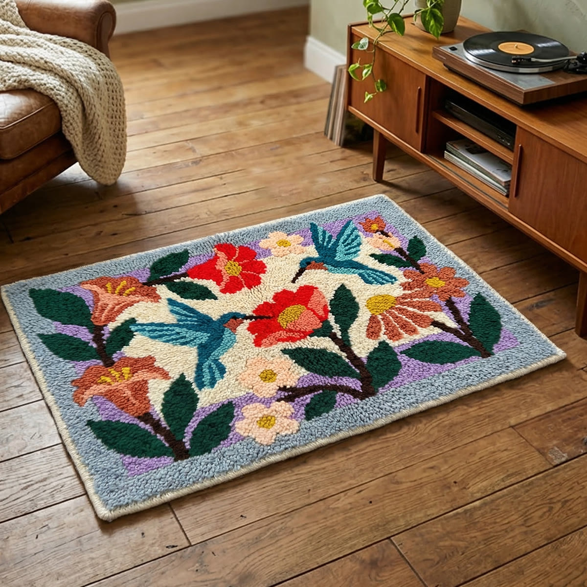 Rubbyoo Latch Hook Rug Kit - Floral Bird | Carpet For Living Room | Unique Handmade Art  - image 3