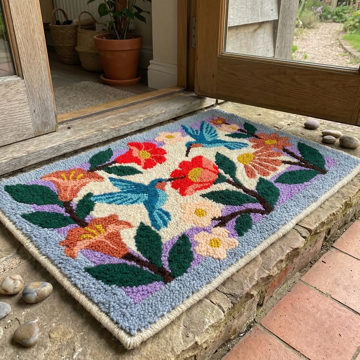 Rubbyoo Latch Hook Rug Kit - Floral Bird | Carpet For Living Room | Unique Handmade Art  - image 6