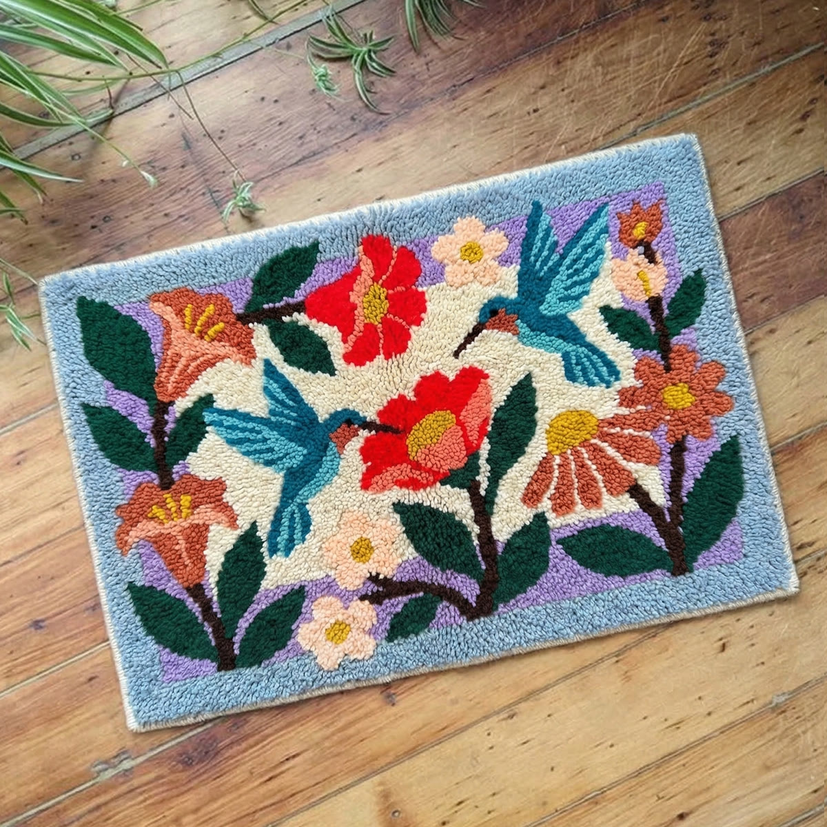 Rubbyoo Latch Hook Rug Kit - Floral Bird | Carpet For Living Room | Unique Handmade Art  - image 7