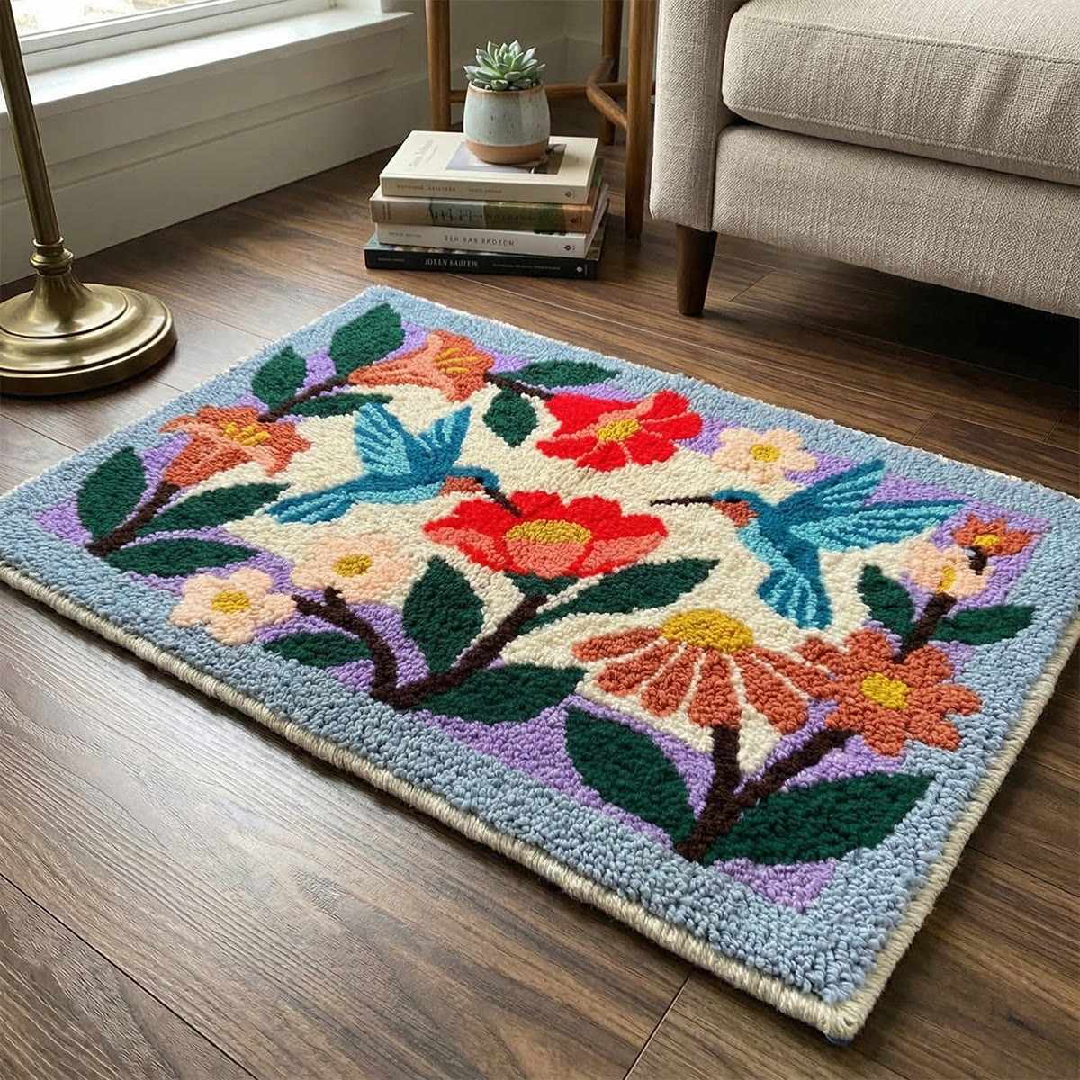 Rubbyoo Latch Hook Rug Kit - Floral Bird | Carpet For Living Room | Unique Handmade Art  - image 8